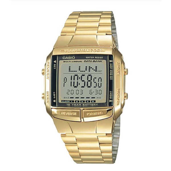 Casio Digital Gold Stainless Steel Strap 37.7mm Men DB-360G-9ADF