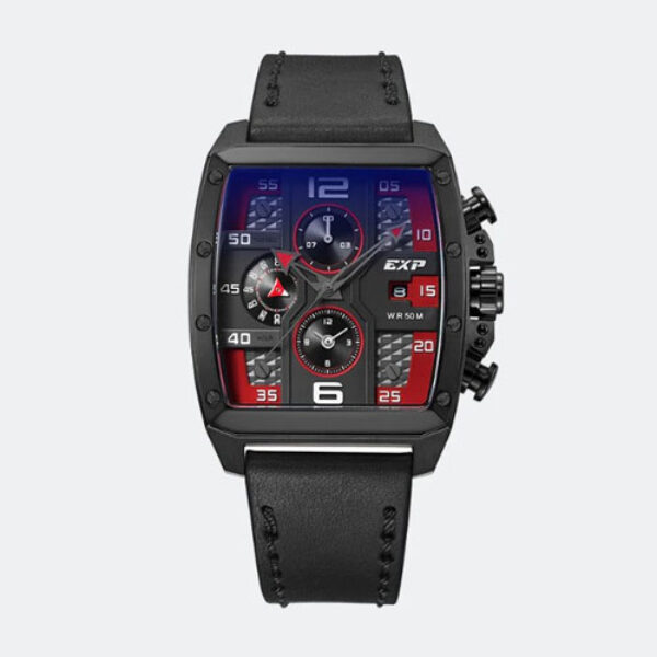 Expedition Chronograph Boyfriend Quartz Leather Band Black Red 40 x 52 mm - E6636BCLIPRE