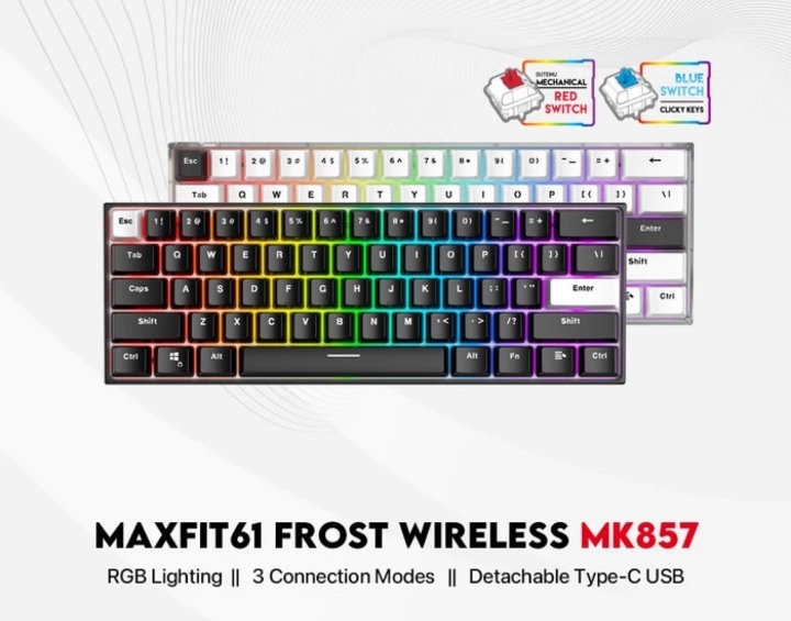 Fantech MAXFIT61 FROST Wireless hot swap keyboard gaming mechanical RGB