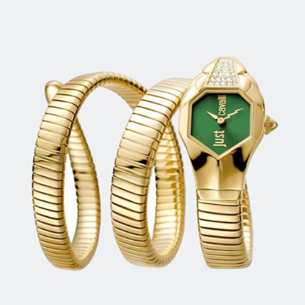 Signature Snake JC1L022 Green Dial with Stones Gold - 22 mm Double Round