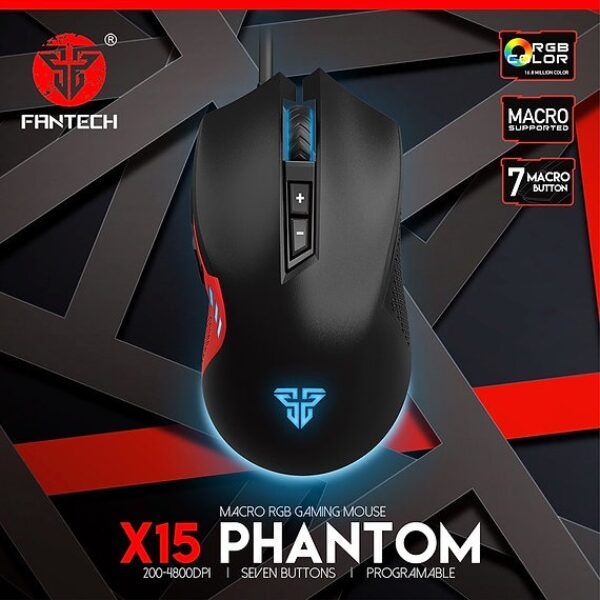 X15 Phantom Macro RGB Gaming Mouse 7 Button 4800 DPI
